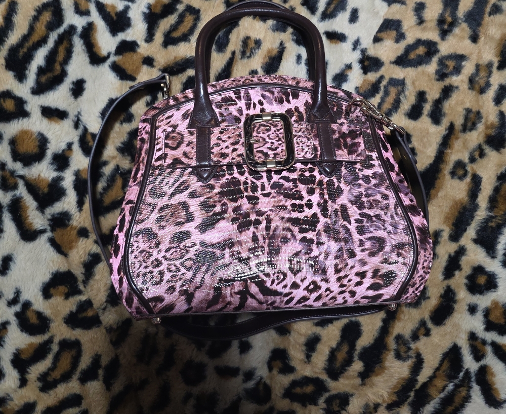 Brahmin Pink and Brown Leopard Satchel